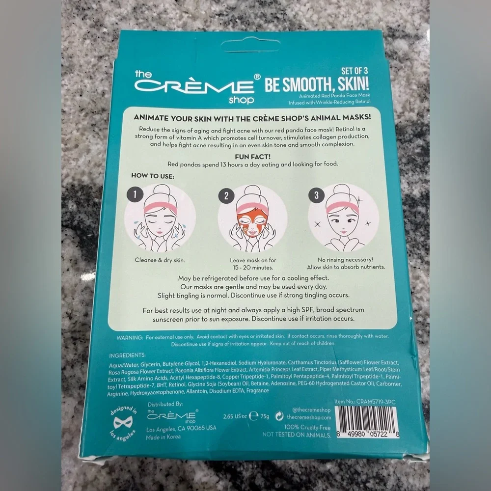 The Crème Shop Red Panda Face Mask (pack of 3)